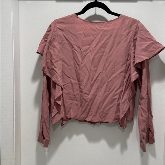 Pink Ruffled Button-Up Blouse - Picture 3 of 3